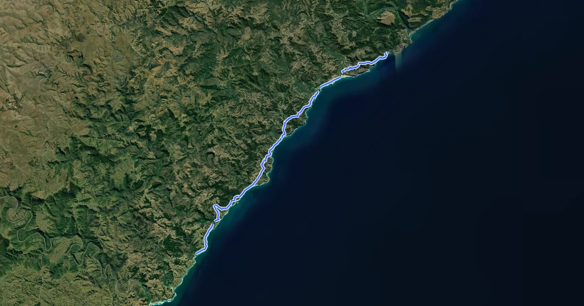 Маршрут Port St. Jones to Coffee Bay на спутниковом снимке