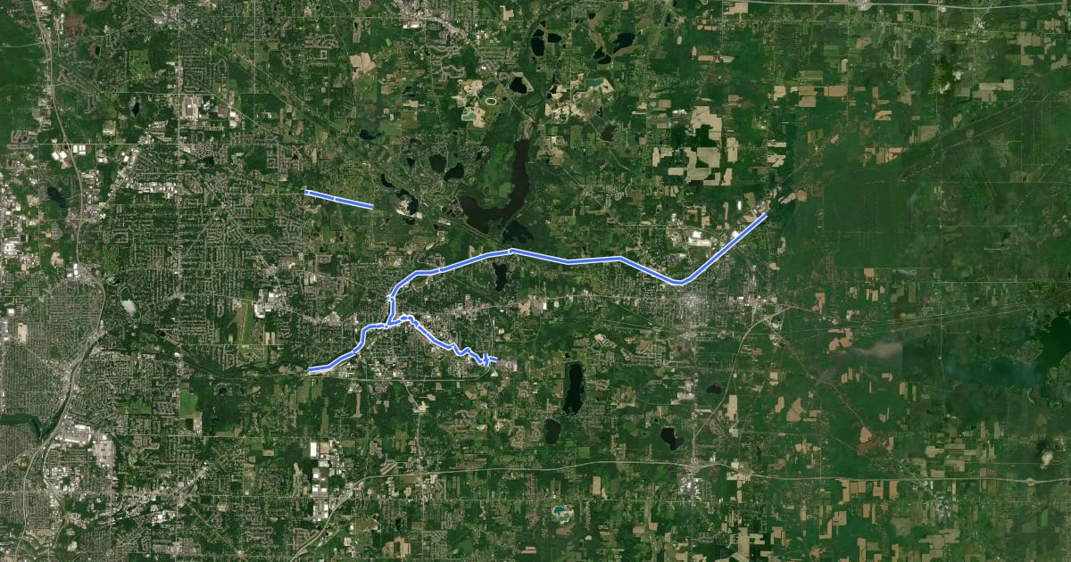 Маршрут Portage Hike and Bike Trail на спутниковом снимке