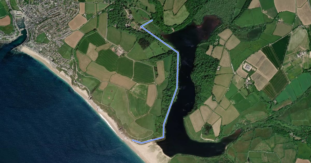 Маршрут Porthleven BR 18 на спутниковом снимке