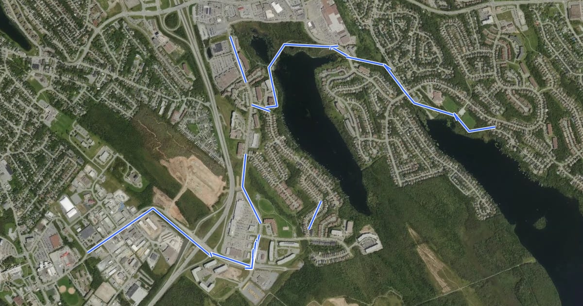 Маршрут Portland Lakes AT Greenway на спутниковом снимке