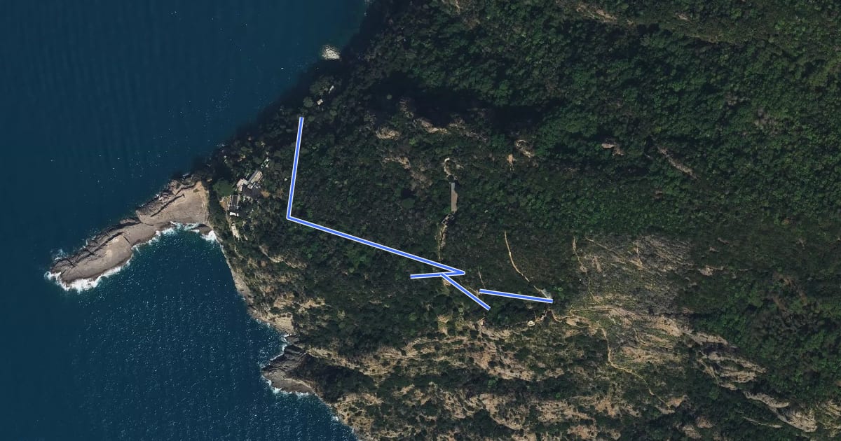 Маршрут Porto Pidocchio - Batterie на спутниковом снимке