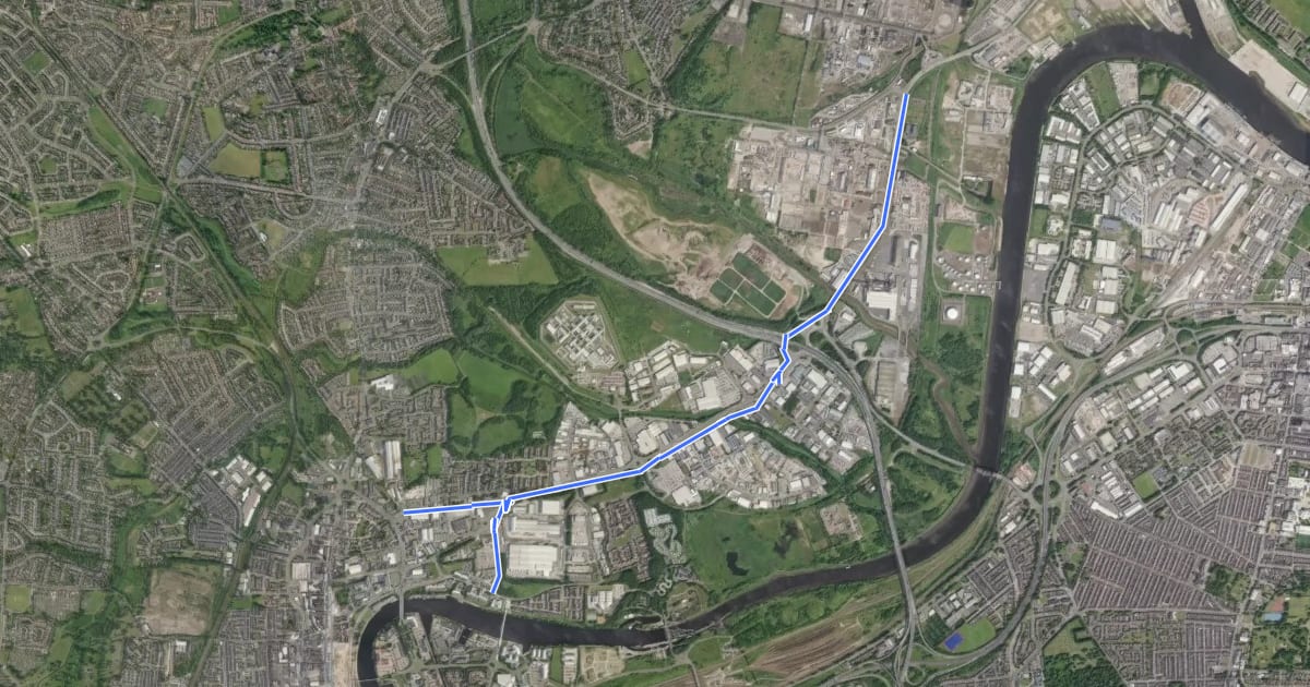 Маршрут Portrack & Haverton Hill Cycle Route на спутниковом снимке