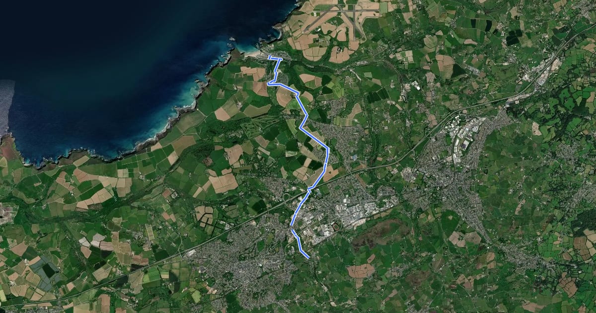 Маршрут Portreath Branchline Trail на спутниковом снимке