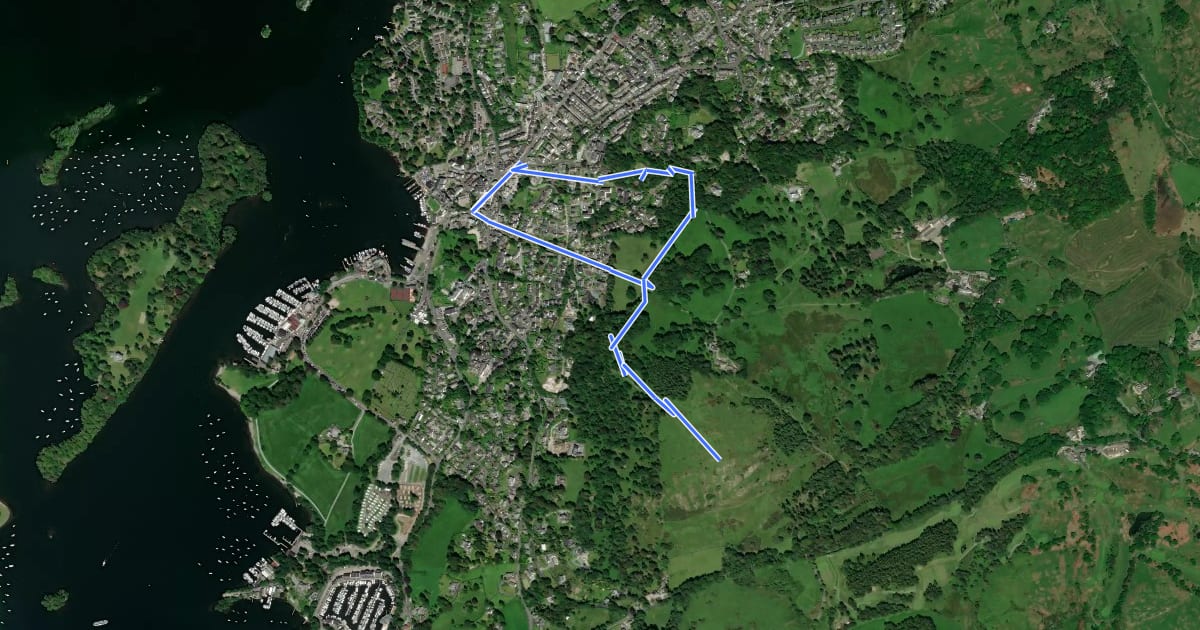 Маршрут Post Knott, Windermere Views Walk, Windermere на спутниковом снимке