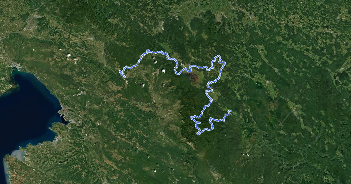 Маршрут Postojna via Snežnik to Prezid на спутниковом снимке