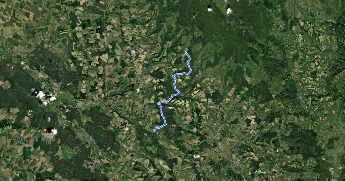 Маршрут [Č] Potštejn - Na Vyhlídce - Javornice - Kovárna (turistická chata) на спутниковом снимке
