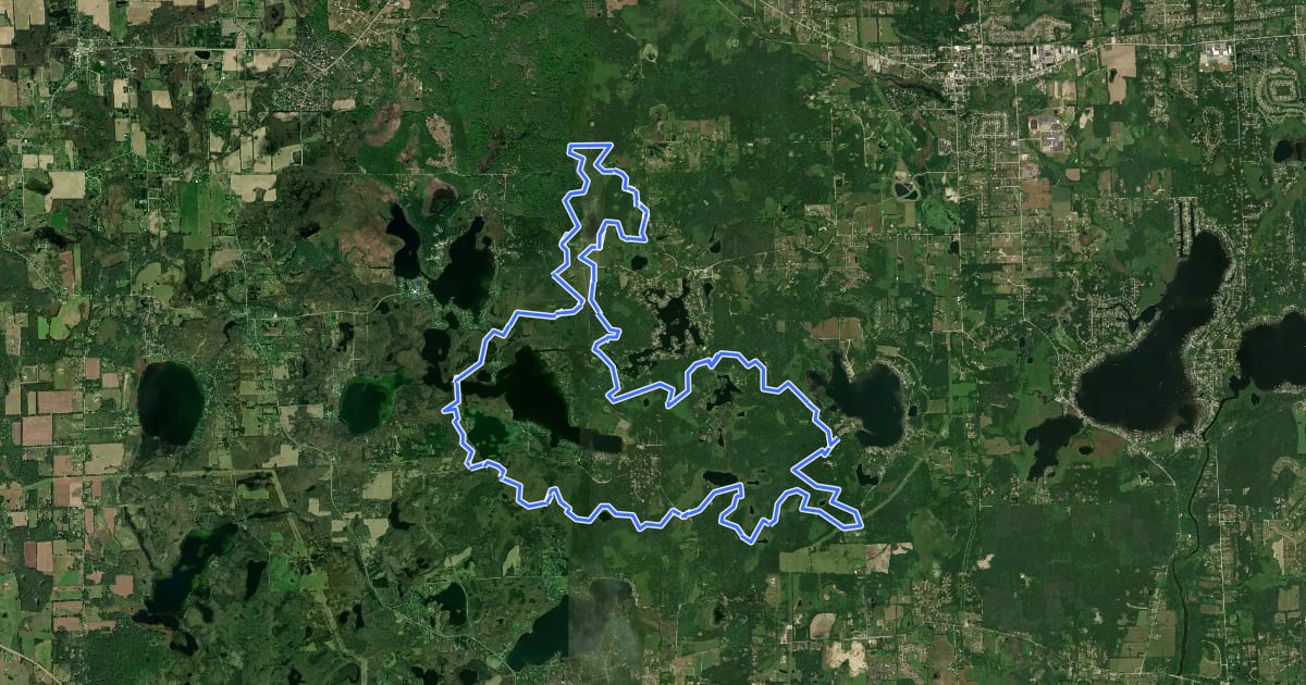 Маршрут Potawatomi Trail (Bike) на спутниковом снимке