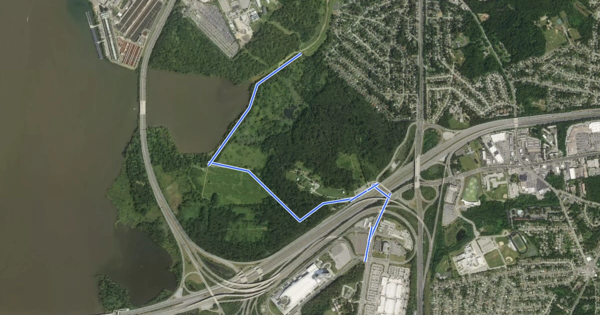 Маршрут Potomac Heritage National Scenic Trail (East) на спутниковом снимке