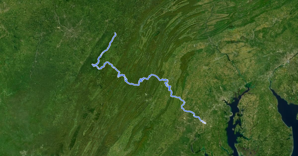 Маршрут Potomac Heritage National Scenic Trail (left bank) на спутниковом снимке