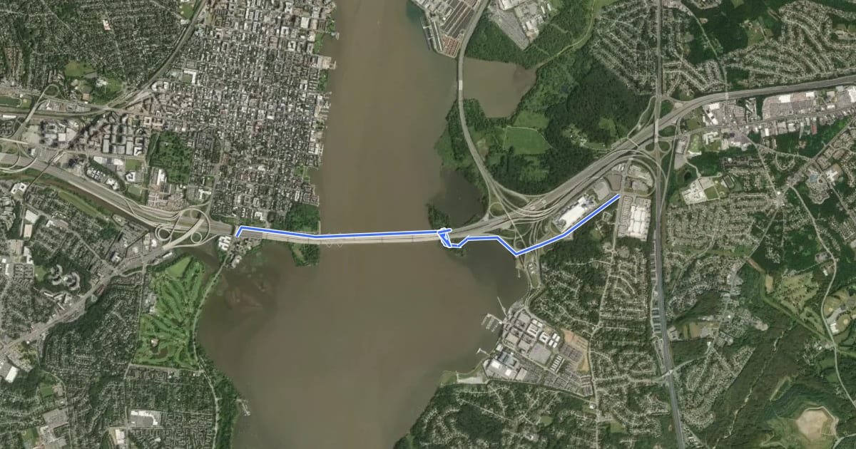 Маршрут Potomac Heritage National Scenic Trail (WWB Crossing) на спутниковом снимке