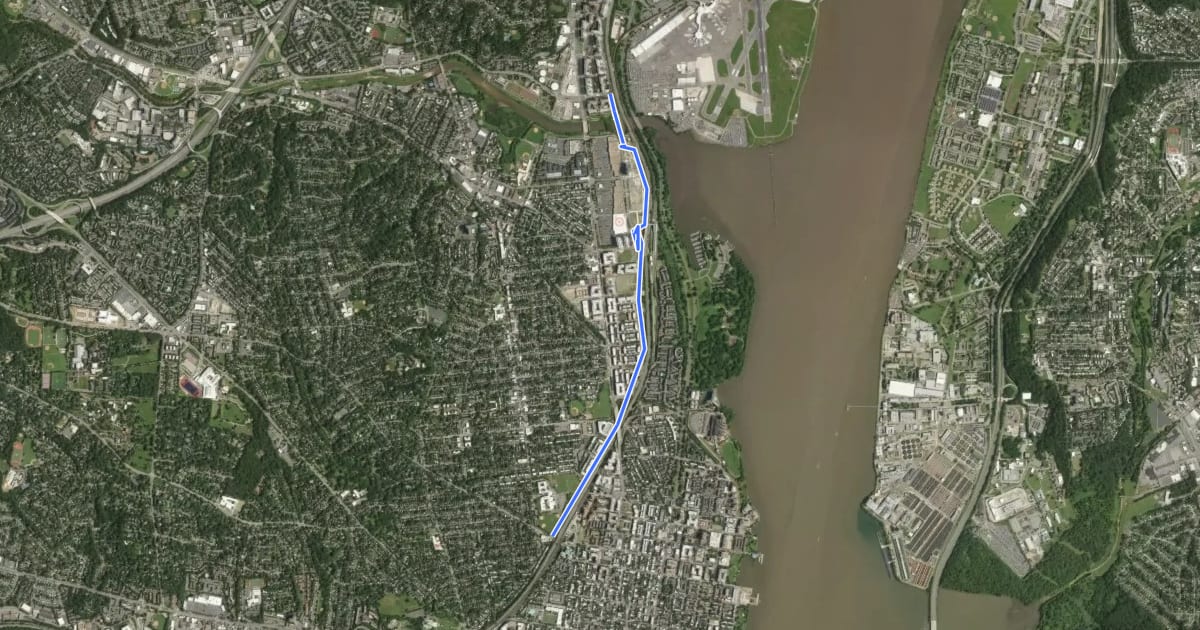 Маршрут Potomac Yard Trail на спутниковом снимке