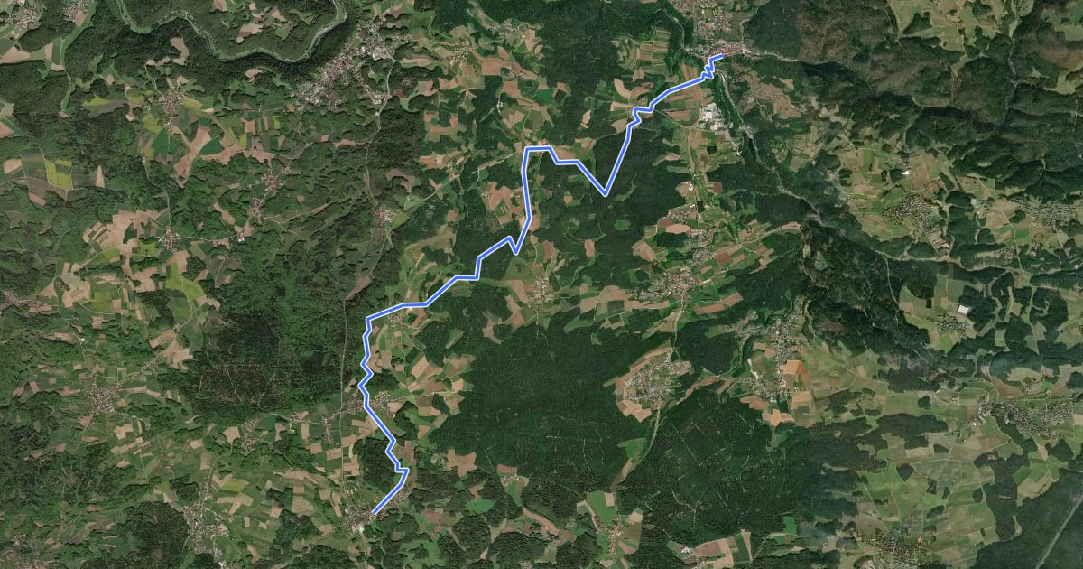 Маршрут Pottenstein-Bärnfels на спутниковом снимке