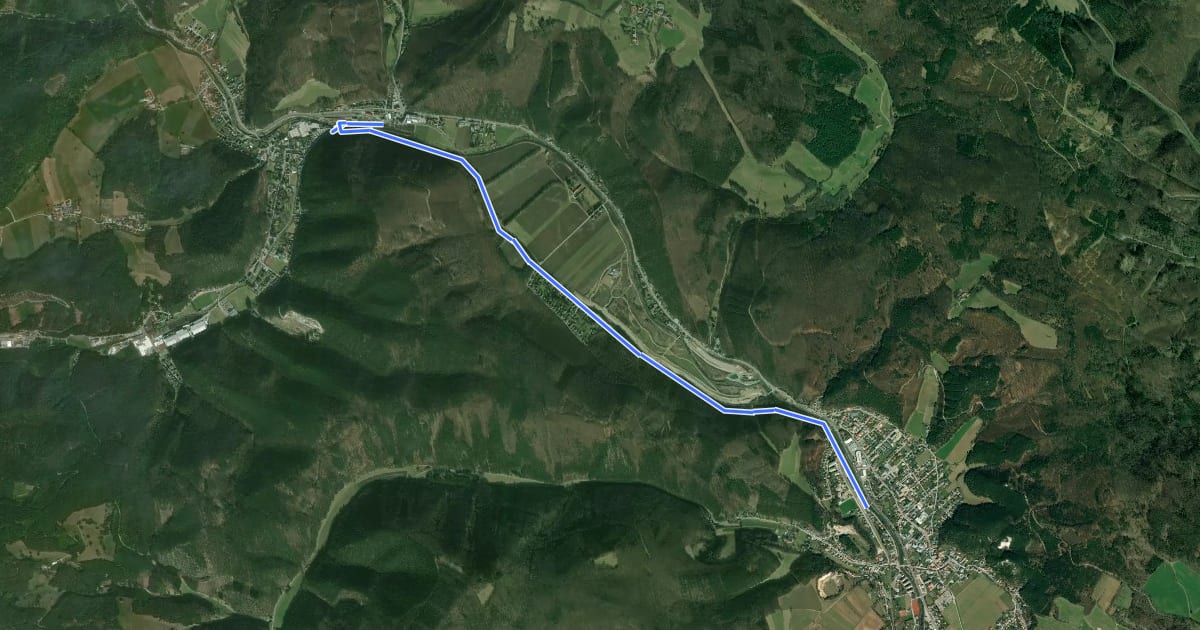 Маршрут Pottenstein (Bhf) - Fahrafeld (Hst) - Weißenbach на спутниковом снимке