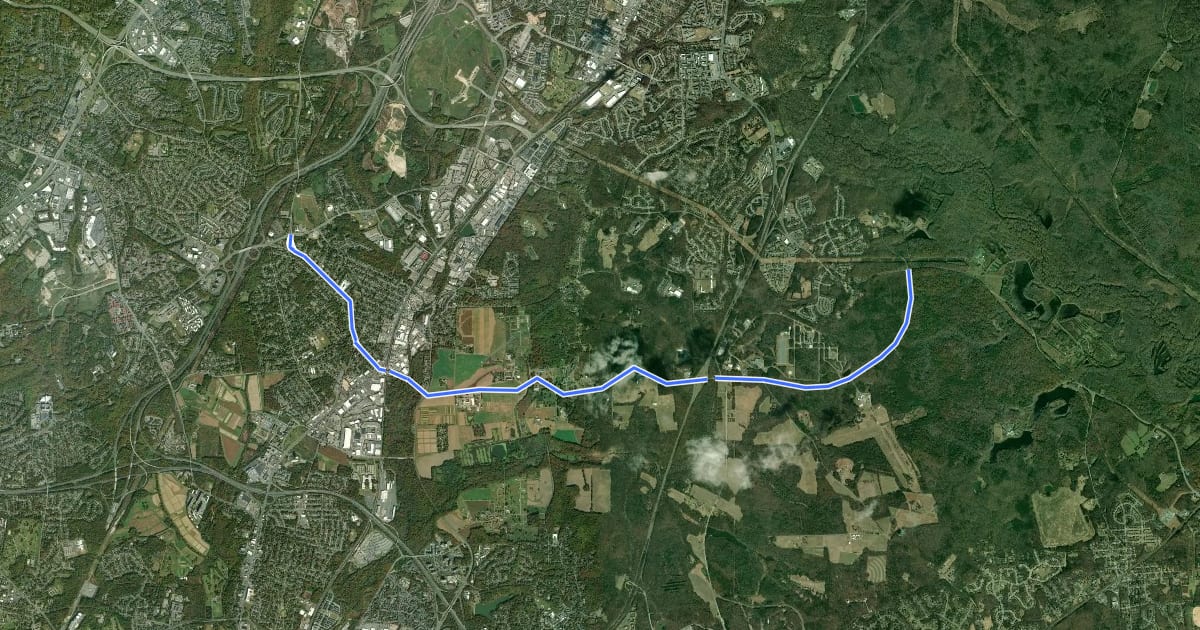 Маршрут Powder Mill Rd на спутниковом снимке