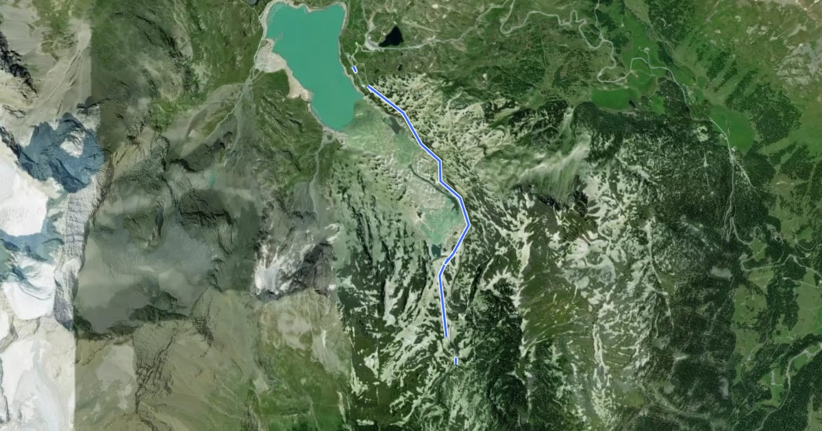 Маршрут Pozzo del Drago-Stazione Ospizio Bernina на спутниковом снимке
