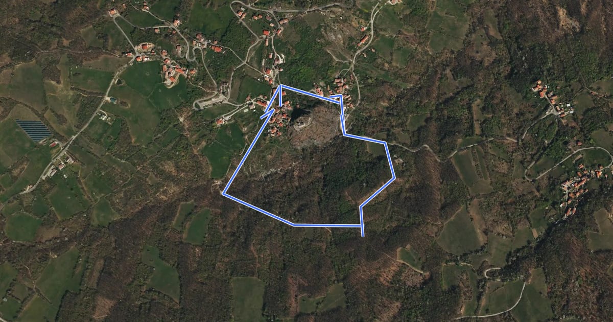 Маршрут Pozzolo - Rio delle Tane - Torrente Stirone - Pozzolo на спутниковом снимке