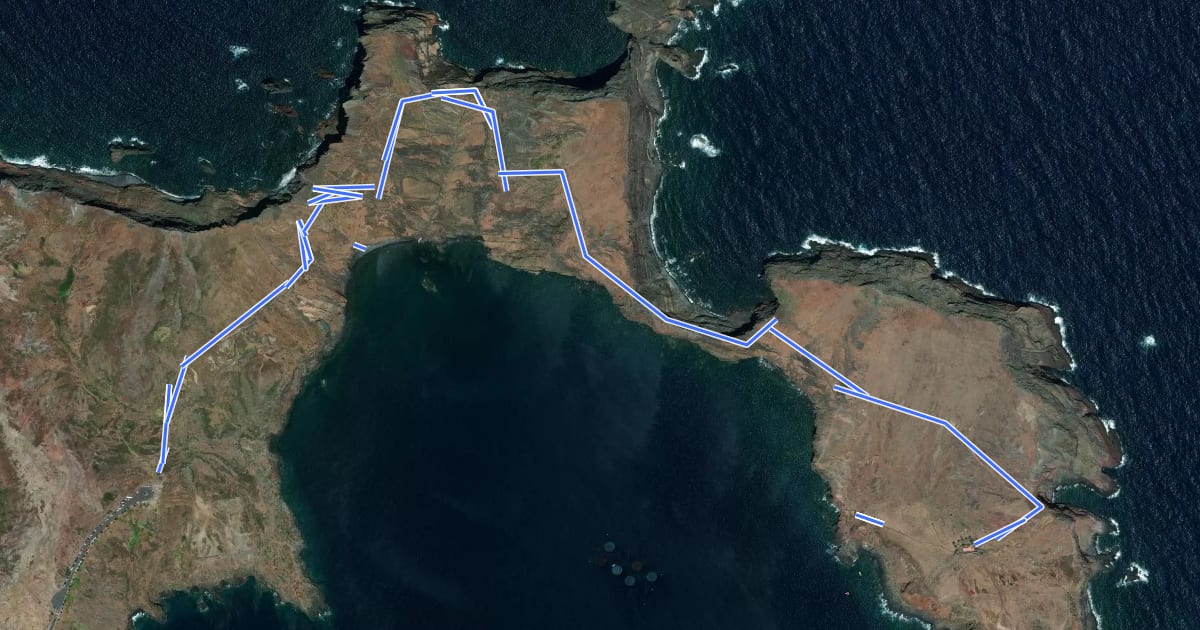 Маршрут PR 8 - Vereda da Ponta de São Lourenço на спутниковом снимке
