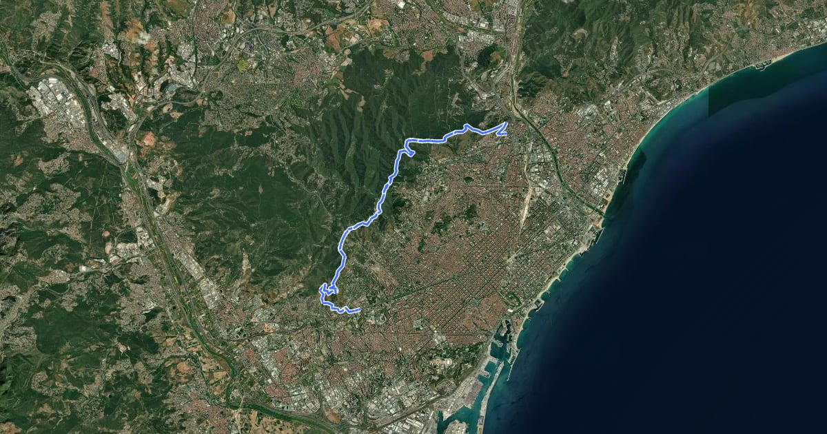 Маршрут PR-C 171 Barcelona (Parc de Cervantes) - Barcelona (Trinitat Nova) на спутниковом снимке
