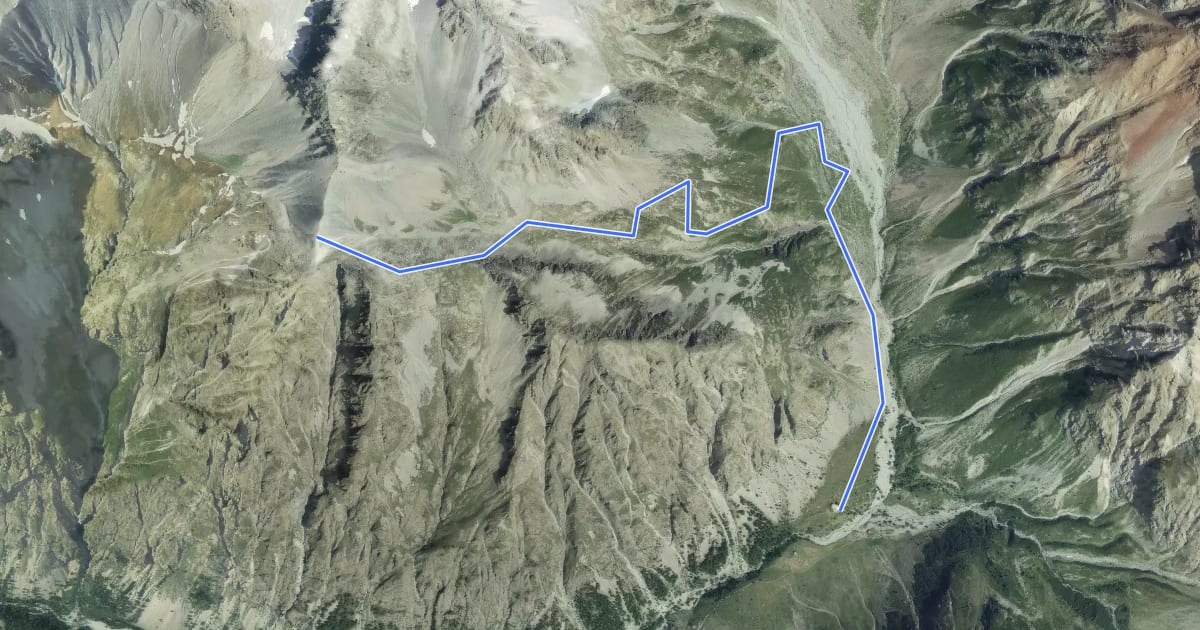 Маршрут Pré de la Chaumette - Col de la Valette на спутниковом снимке