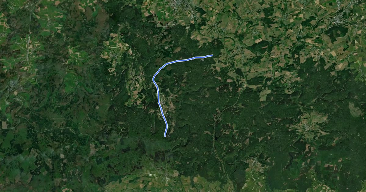 Маршрут Pré-RAVeL Ligne 163A: Herbeumont - Tunnel des Ardoisière на спутниковом снимке