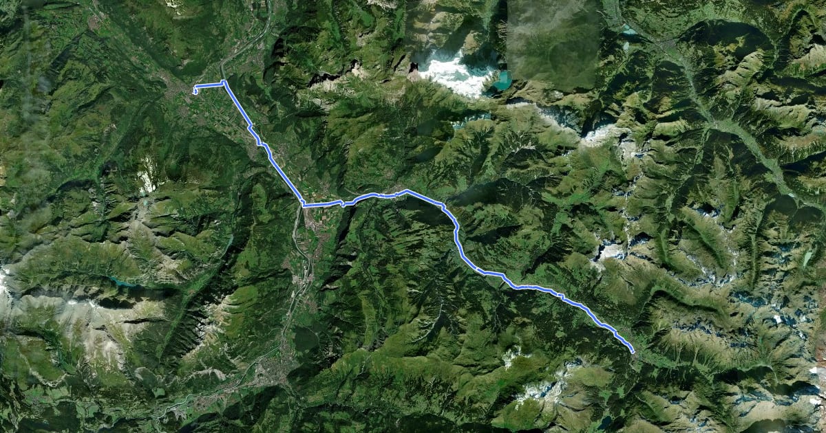 Маршрут Prättigauer Route на спутниковом снимке