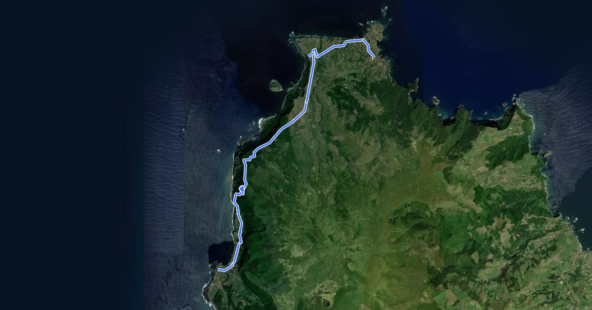 Маршрут PR01FLO Ponta Delgada - Fajã Grande на спутниковом снимке