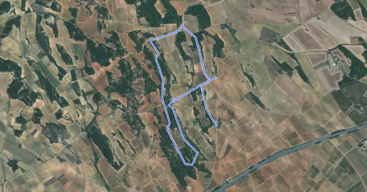 Маршрут PR1 La Via Domitia на спутниковом снимке