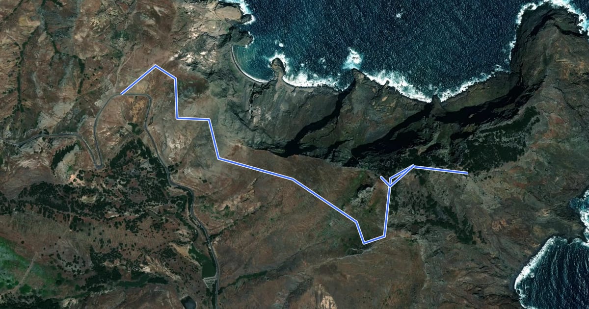 Маршрут PR1 - Vereda do Pico Branco e Terra Chã на спутниковом снимке
