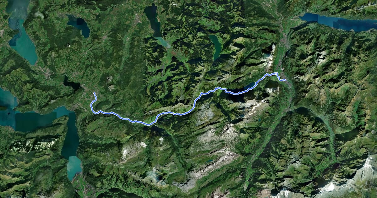 Маршрут Pragelpass-Weg на спутниковом снимке