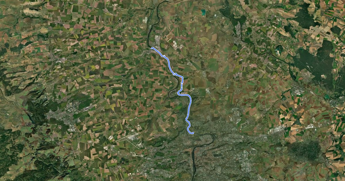 Маршрут [Č] Praha - Kralupy nad Vltavou на спутниковом снимке