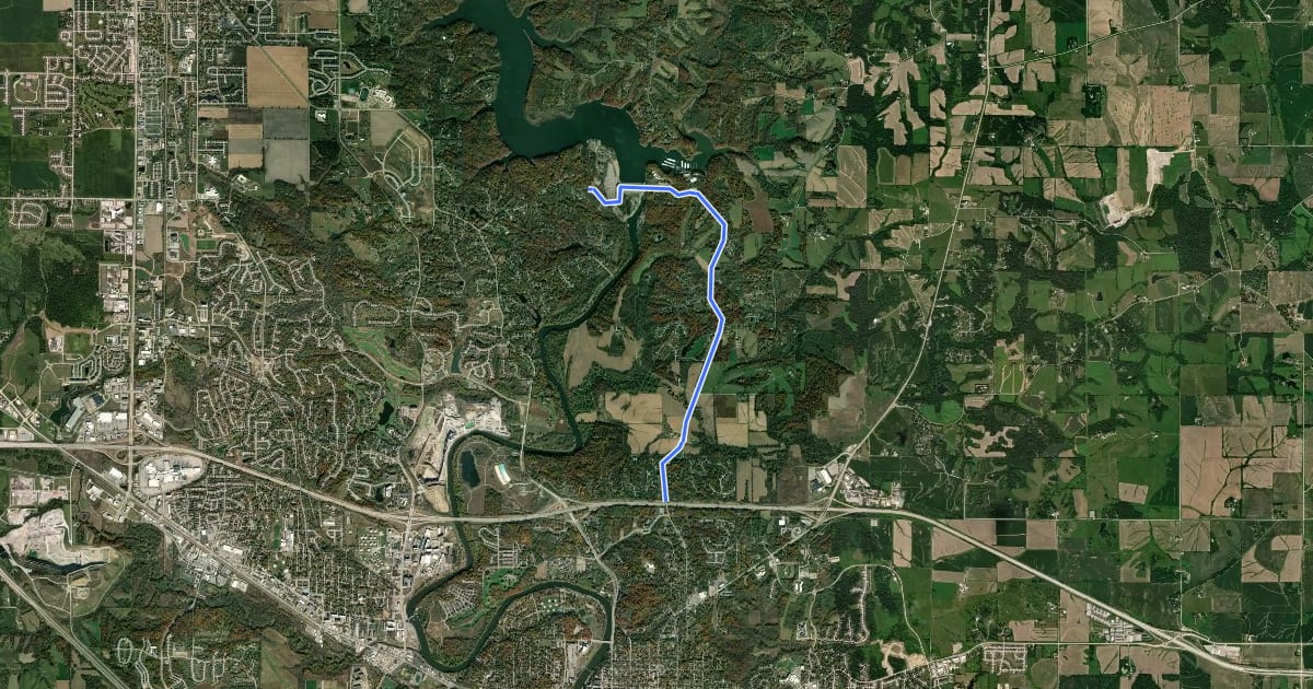 Маршрут Prairie du Chien Road Northeast на спутниковом снимке
