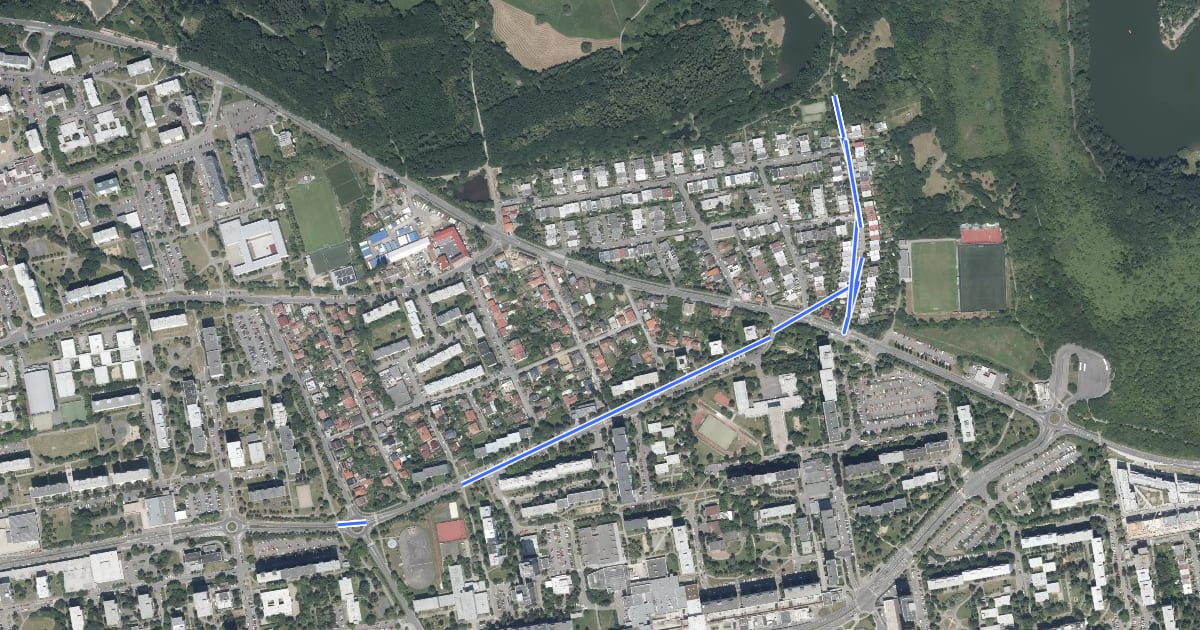 Маршрут Praktická trasa Prahou na kole, v systému plánovaných tras A229 на спутниковом снимке