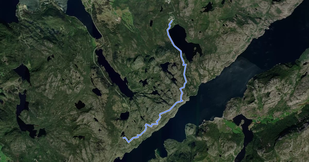 Маршрут Preikestolen BaseCamp – Høllesliheia на спутниковом снимке