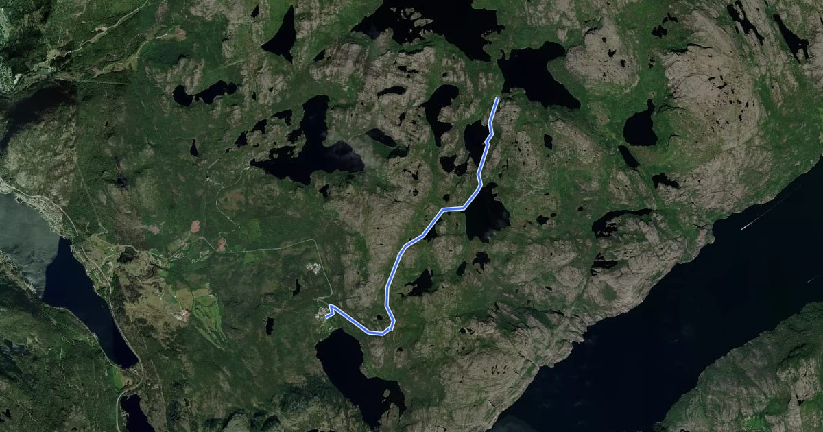 Маршрут Preikestolen BaseCamp – Hengjandevatnet ved Ørnabu на спутниковом снимке