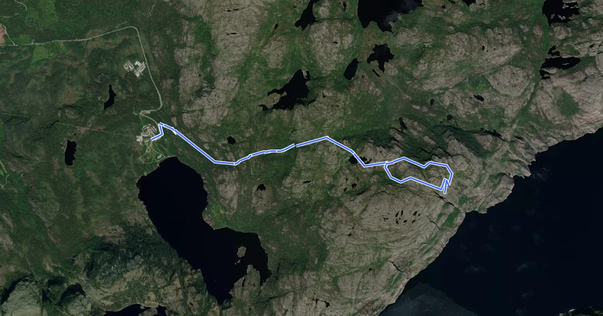 Маршрут Preikestolen Roundtrip на спутниковом снимке
