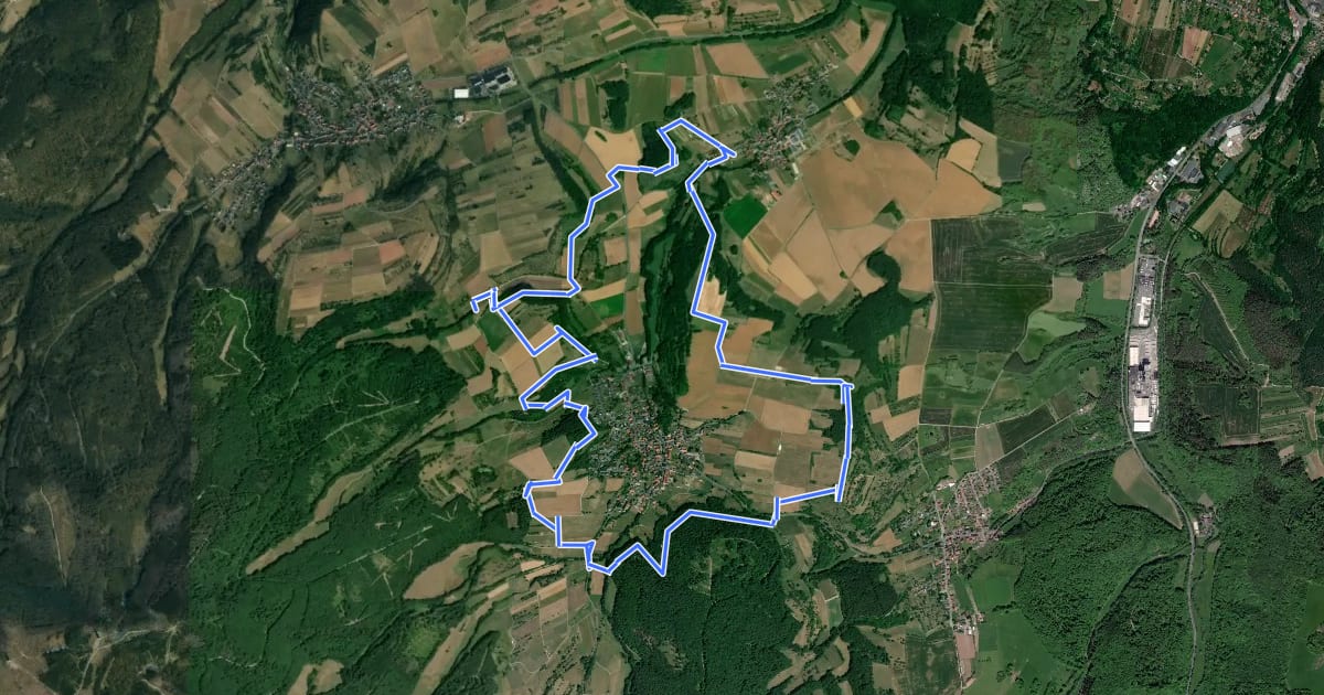 Маршрут Premiumweg P 9 Wacholderpfad Roßbach на спутниковом снимке