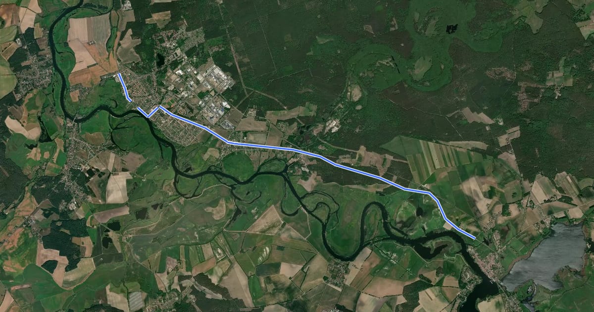 Маршрут Premnitz (52) -Pritzerbe Nord (79) на спутниковом снимке