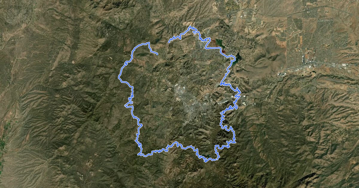 Маршрут Prescott Circle Trail на спутниковом снимке