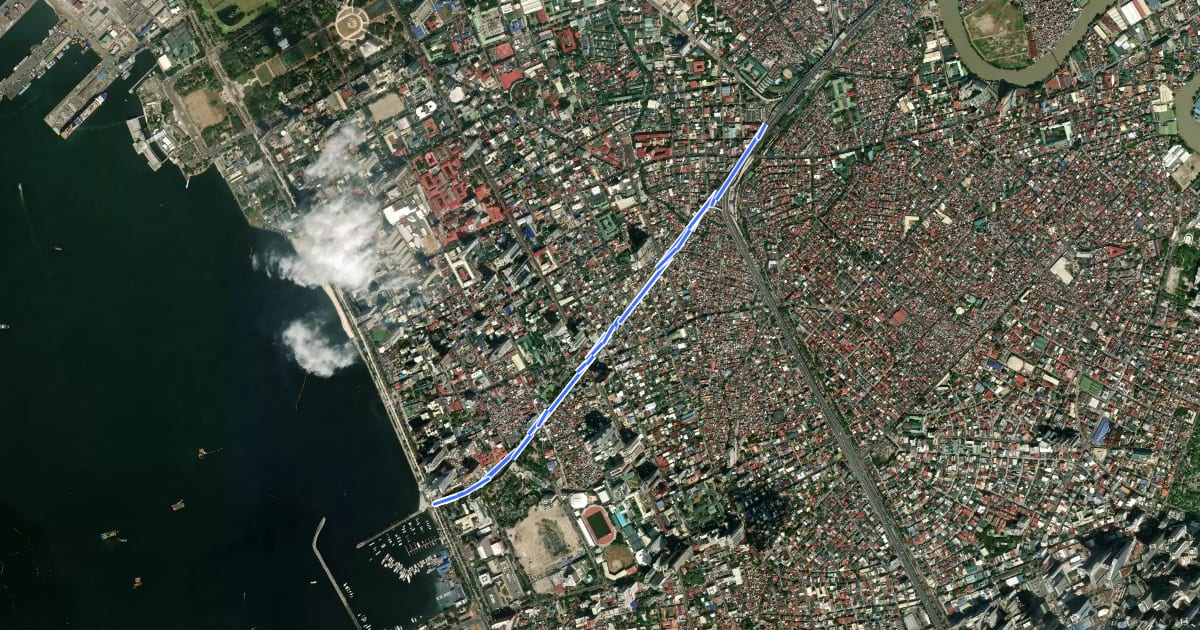 Маршрут President Quirino Avenue Bicycle Lanes на спутниковом снимке