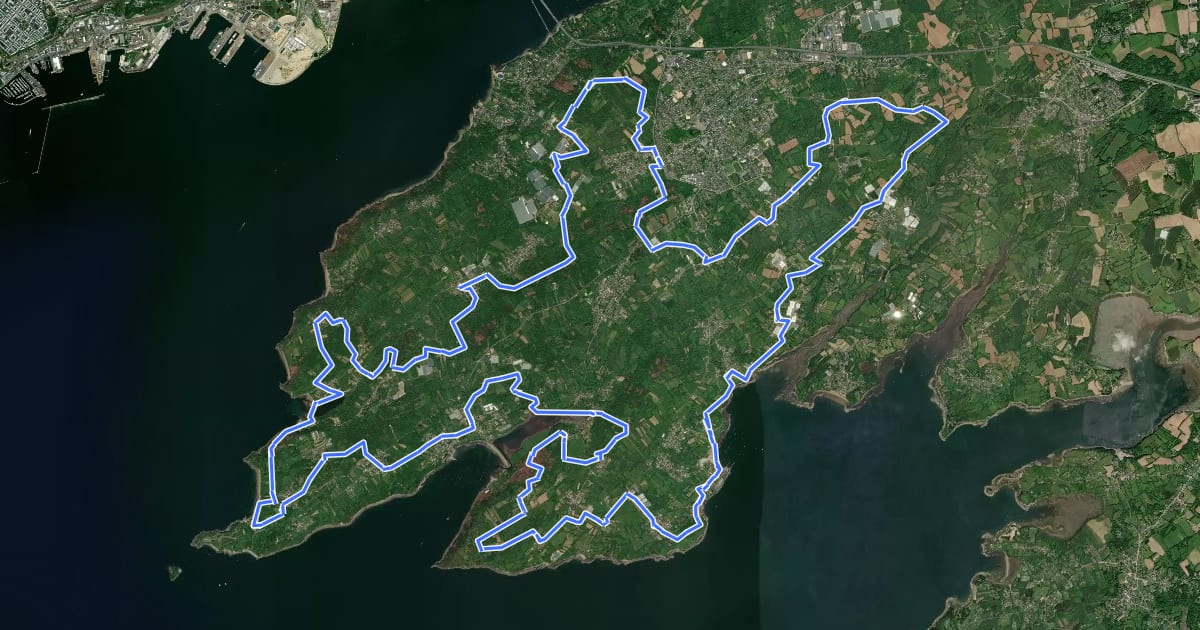 Маршрут Presqu’île de plougastel на спутниковом снимке