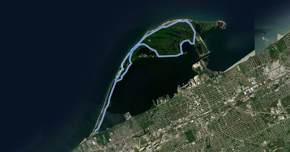 Маршрут Presque Isle Bike Path на спутниковом снимке