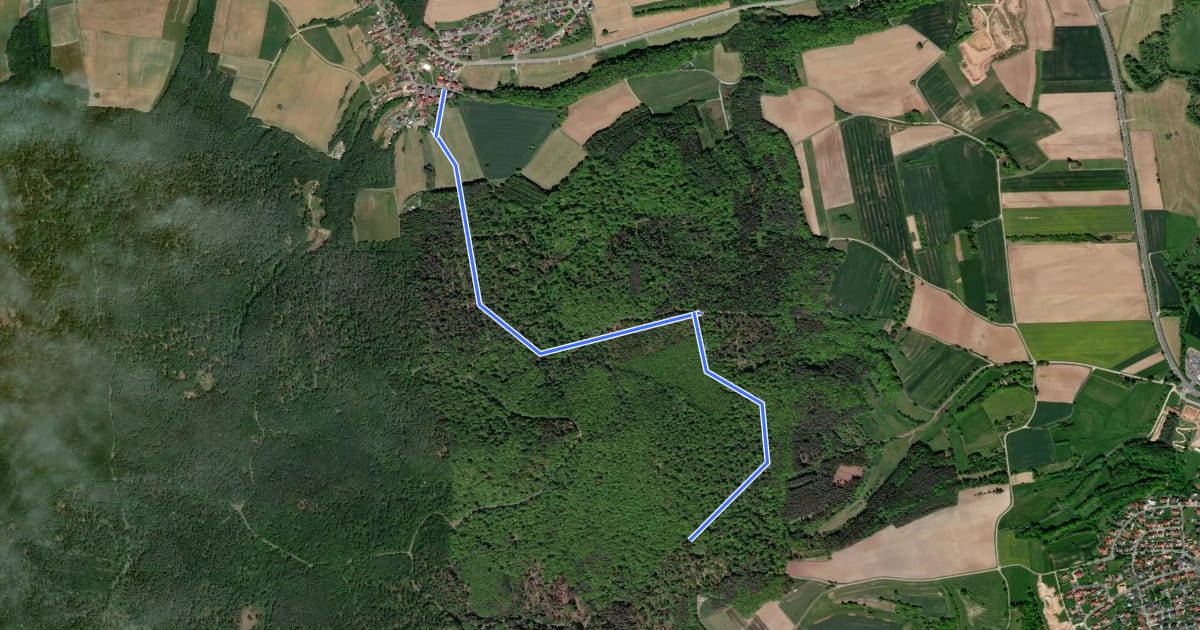 Маршрут Priegendorf Cross and Hills на спутниковом снимке