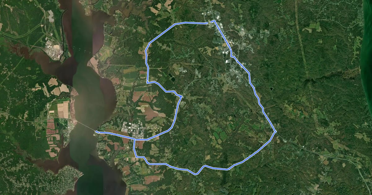 Маршрут Prince Frederick Town and Country Route на спутниковом снимке