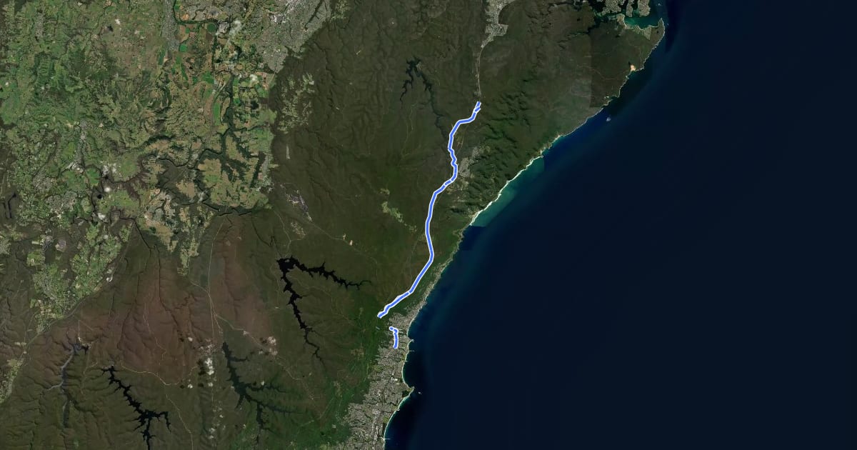 Маршрут Princes Highway на спутниковом снимке