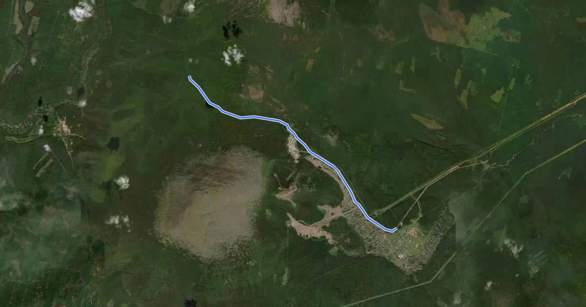 Маршрут Приток Буртымки - Кытлым (южная часть) на спутниковом снимке