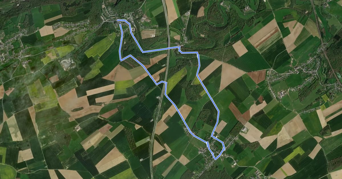 Маршрут Promenade du Centre de Wallonie на спутниковом снимке
