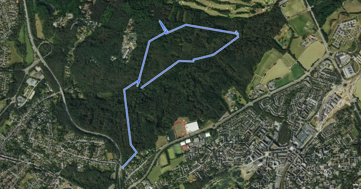 Маршрут Promenade à Ottignies-Louvain-la-Neuve n° 4 : Bois de Lauzelle на спутниковом снимке