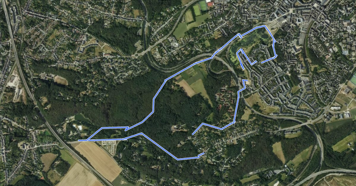 Маршрут Promenade à Ottignies-Louvain-la-Neuve n° 5 : Bois des Rêves на спутниковом снимке