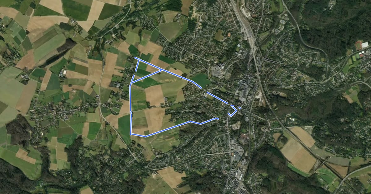 Маршрут Promenade à Ottignies-Louvain-la-Neuve nᵒ 6 : Mousty - Limauges на спутниковом снимке