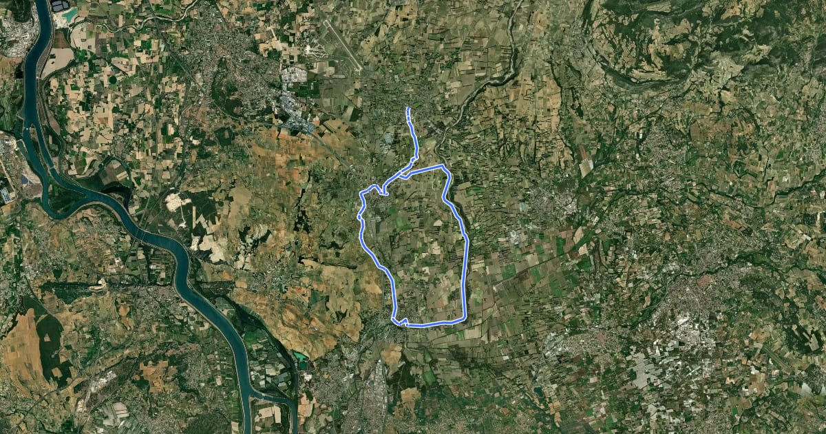 Маршрут Promenade sur les Rives de l'Ouvèze на спутниковом снимке